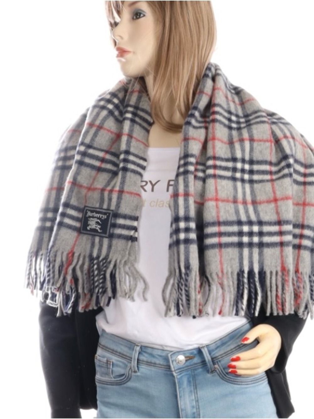 Burberry Gray Plaid Stole